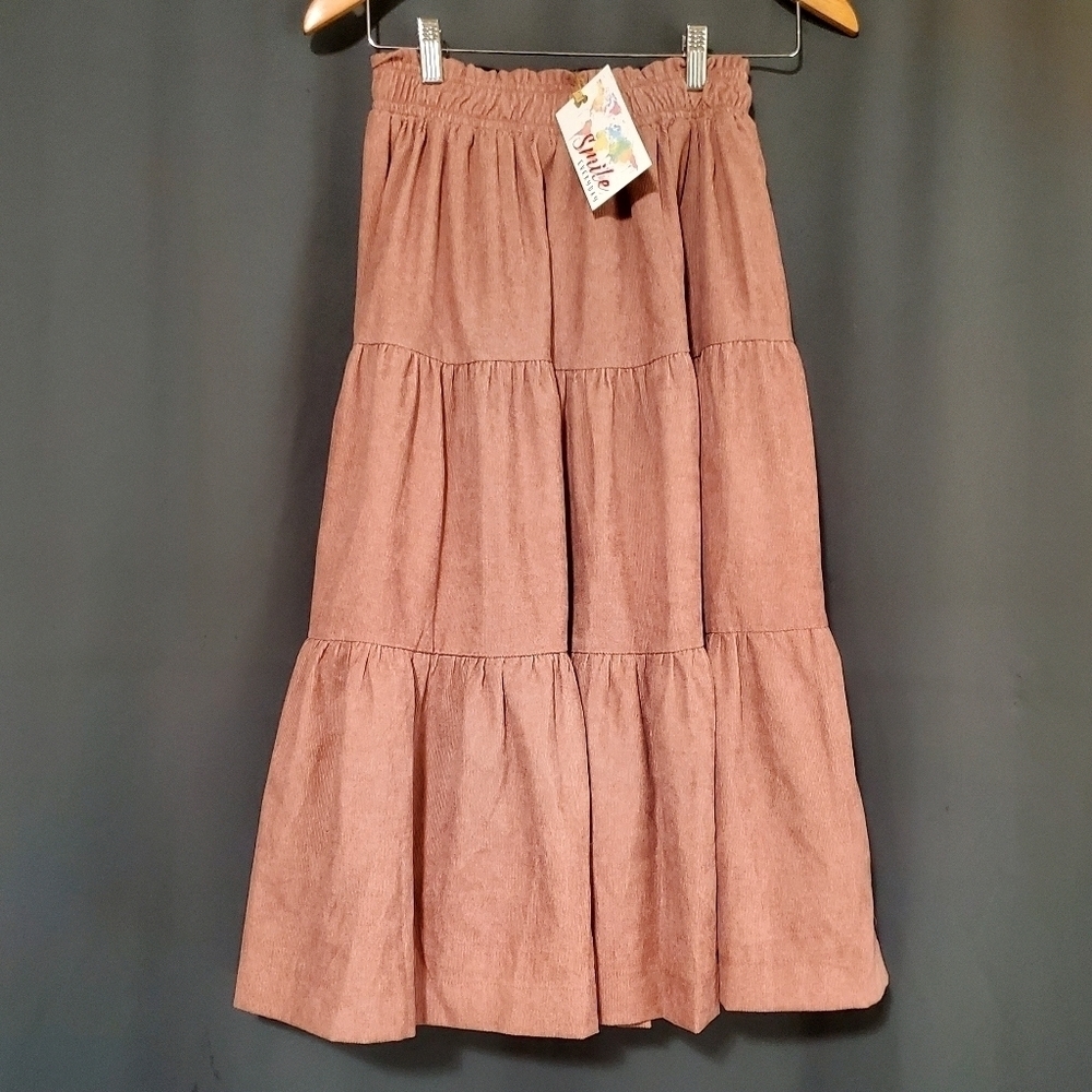 Smile Everyday Girls Tiered Mauve Corduroy Fairy Cottagecore Skirt Sz 18y XL NWT - Picture 9 of 9